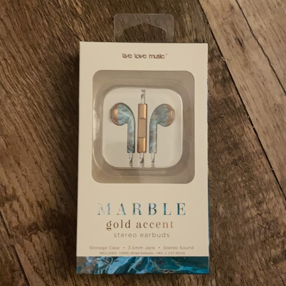 NWT Live Love Music Blue Tie-Dye Marble Stereo Earbuds - Picture 2 of 16